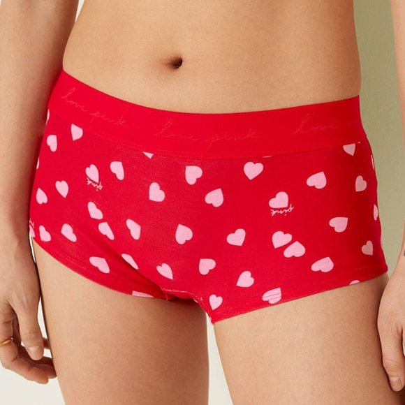 Hearts VS PINK LOGO Boyshort Underwear Valentine's Day Holiday Panties Heart NWT - Picture 3 of 11